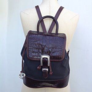 Vintage Brighton Sham Leather and Nylon Backpack